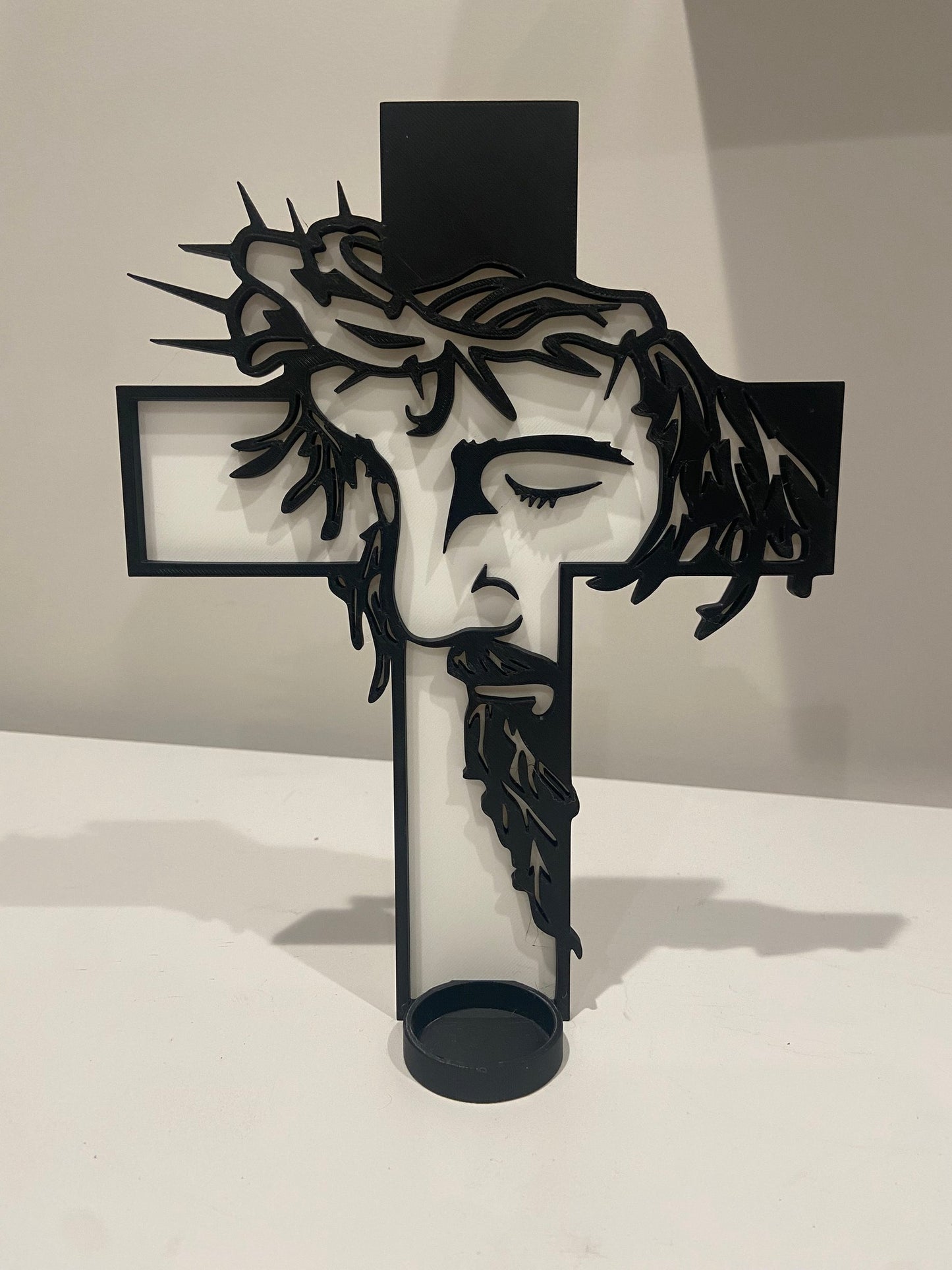 God tea light cross holder