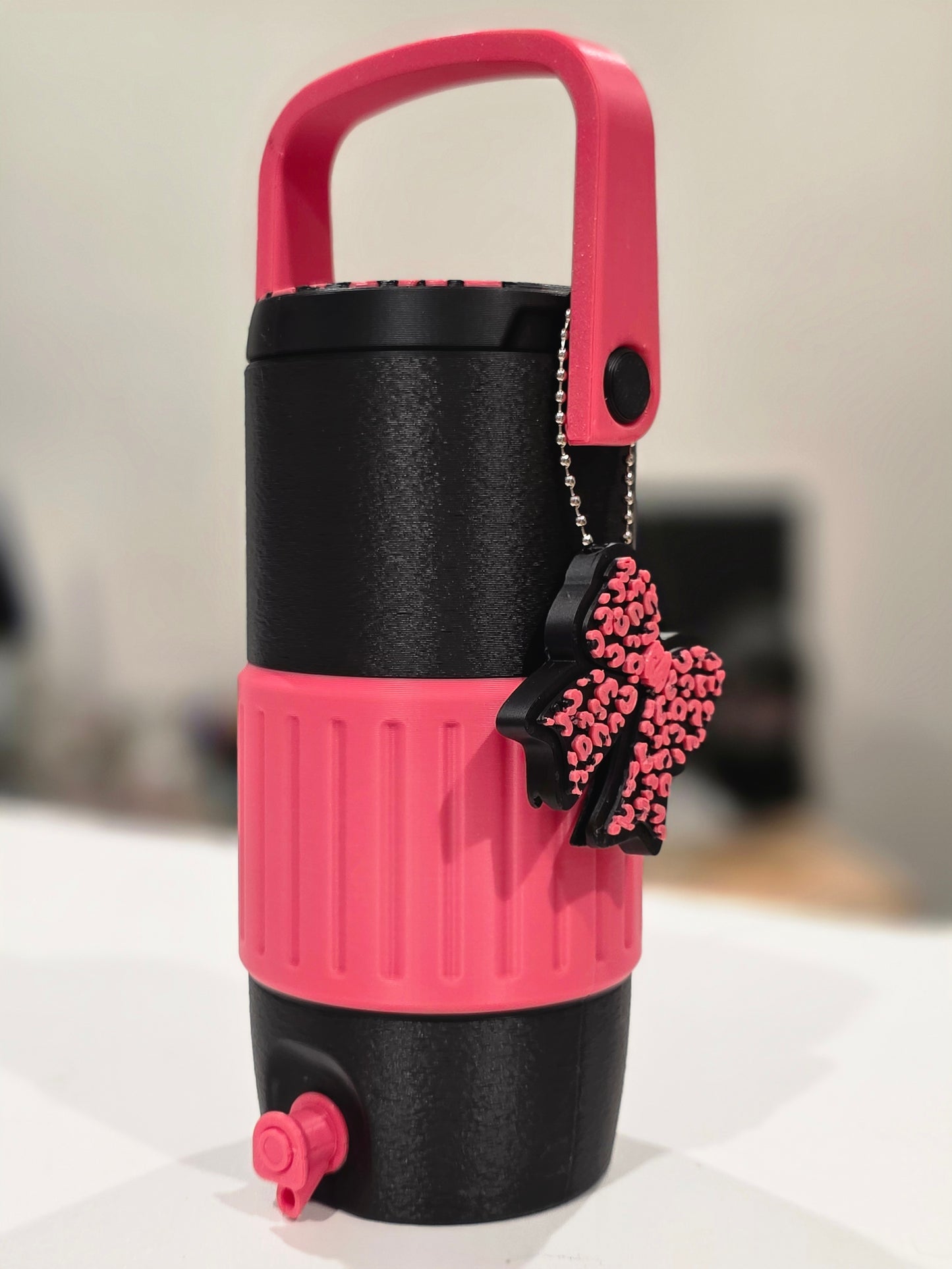 Pink and black 12oz skinny can koozie