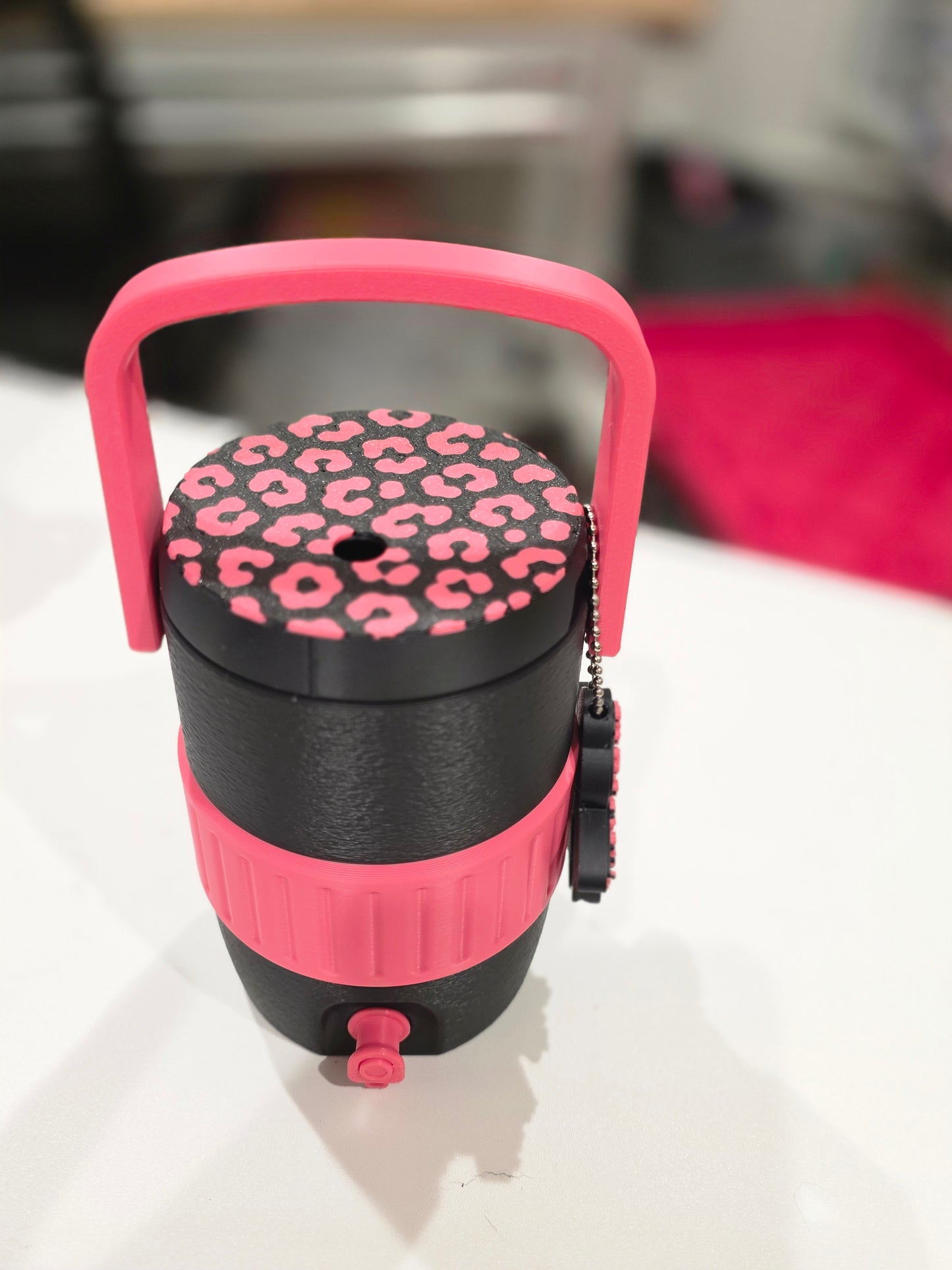 Pink and black 12oz regular can koozie